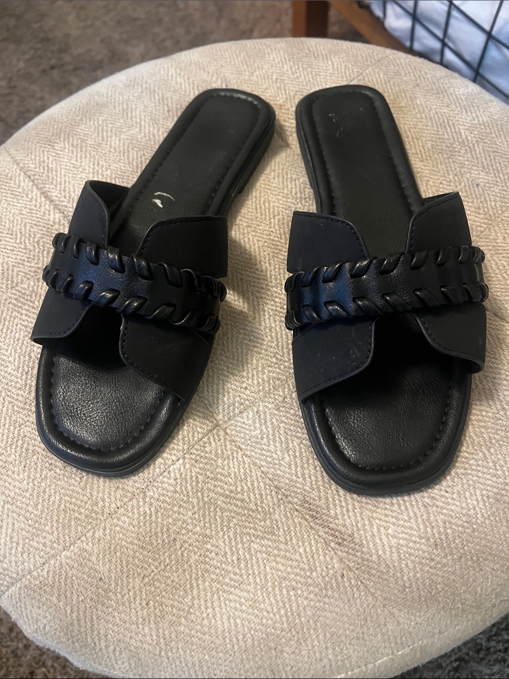 New York & Company Black Braided Slide Sandals